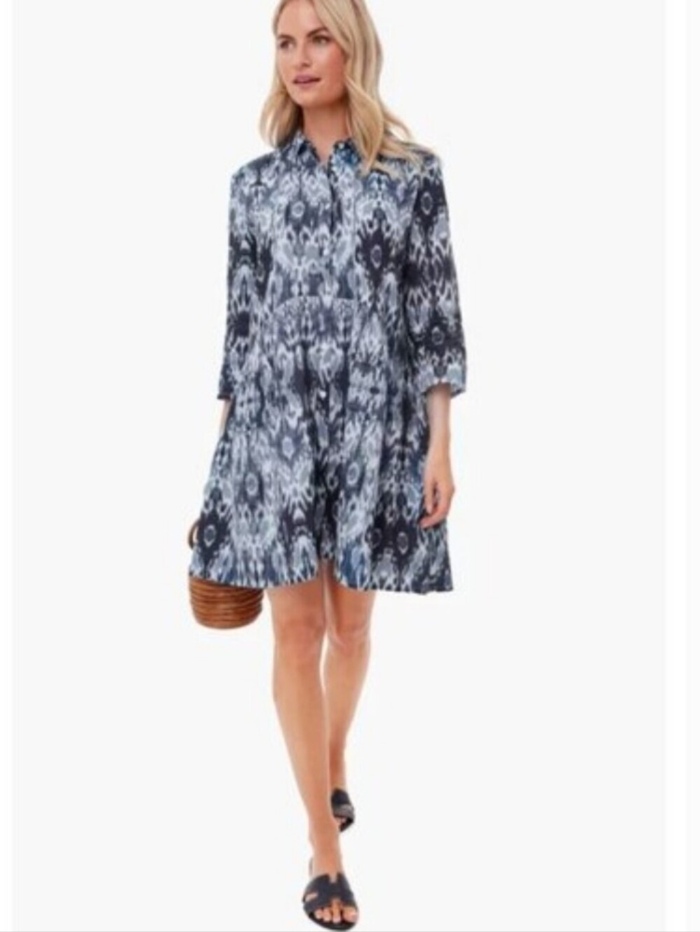Tuckernuck Ro's Garden Tyla Blue Deauville Shirt Dress Size Small